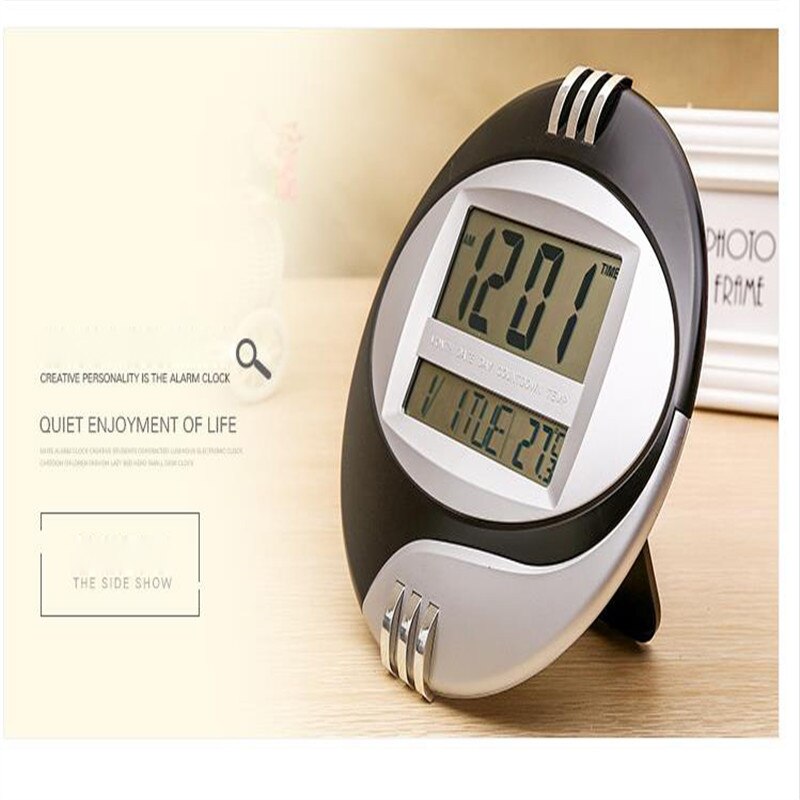LED Round Electronic wall clock large number display Snooze Table Clock Mute Bracket Clock LCD with Calendar Temperature