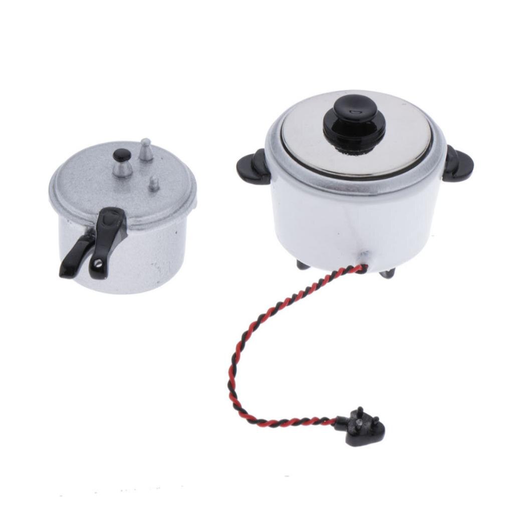 1:12 Casa di bambola Da Cucina Decorazioni Lega di Pentolame E Utensili per Cucinare Fornello impostato, Realistico Modello in Miniatura, 4 Pezzi