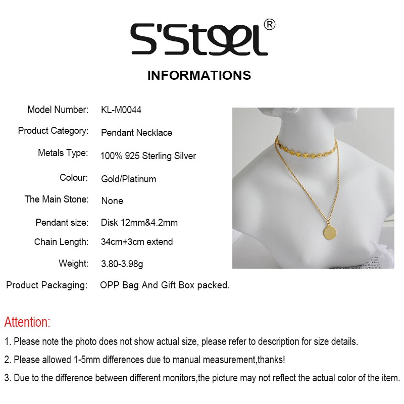 Collier rond avec pendentif en argent Sterling 925 pour femmes, ras de cou à couches coréennes, accessoires de fête personnalisés, bijoux fins