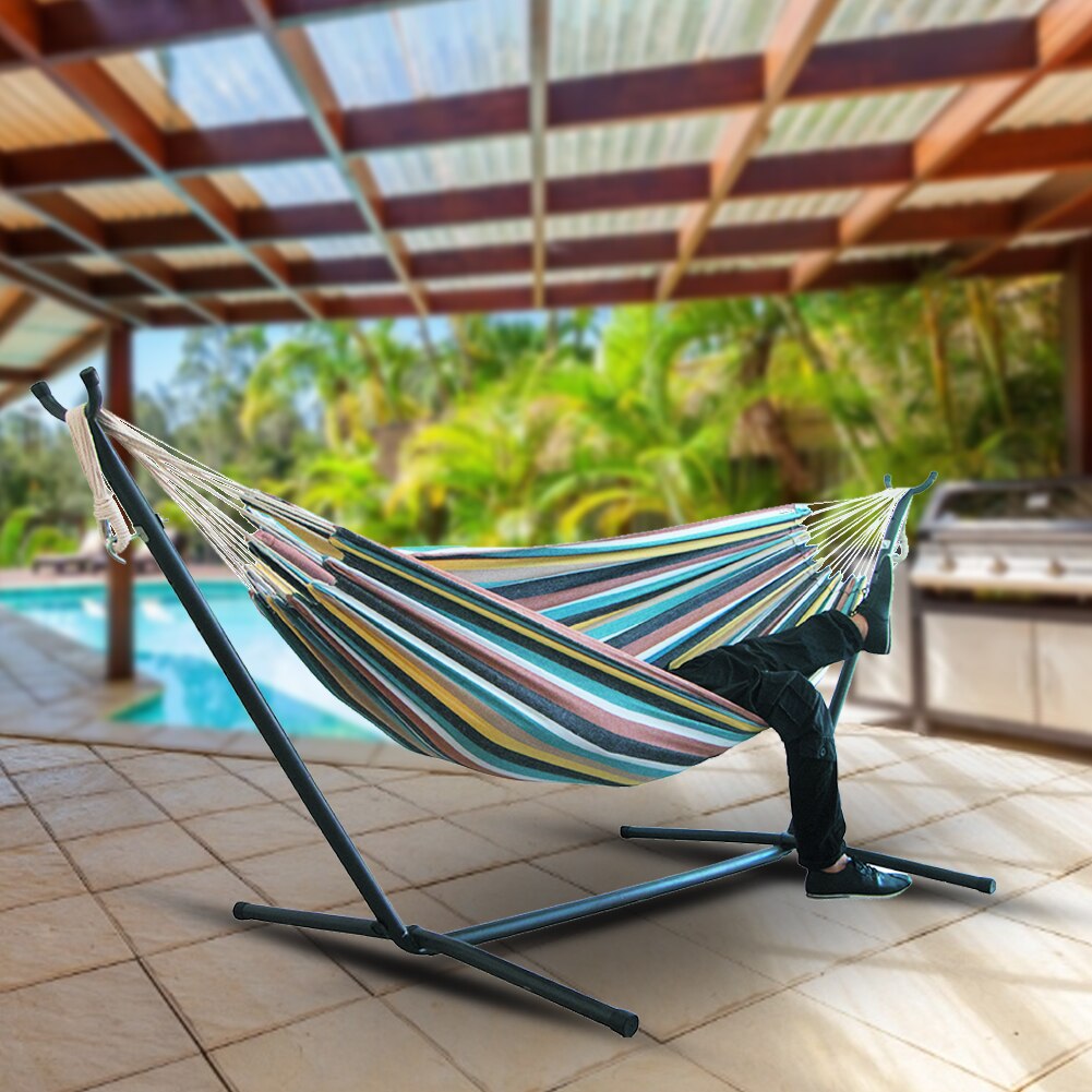 Asiento de silla colgante de doble hamaca para balcón hamaca grande sin soporte de acero para patio de jardín en interiores sin estante