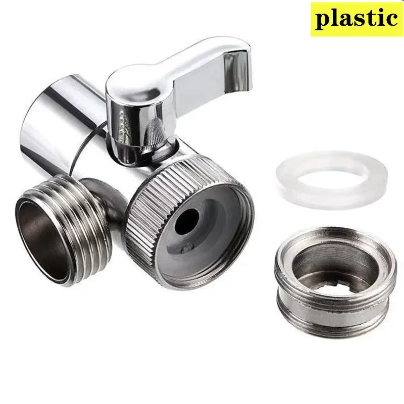 Universal Faucet Switch Adapter Kitchen Sink Splitter Diverter Valve Water Tap Connector For Toilet Bidet Shower Bathroom: Silver