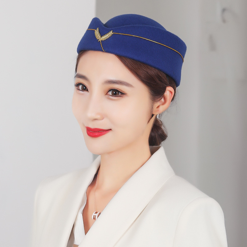 Frauen Stewardess Kostüm Zubehör Flug Begleiter Hütte mit Luft Gastgeberin Cosplay Kostüm Zubehör: königlich Blau