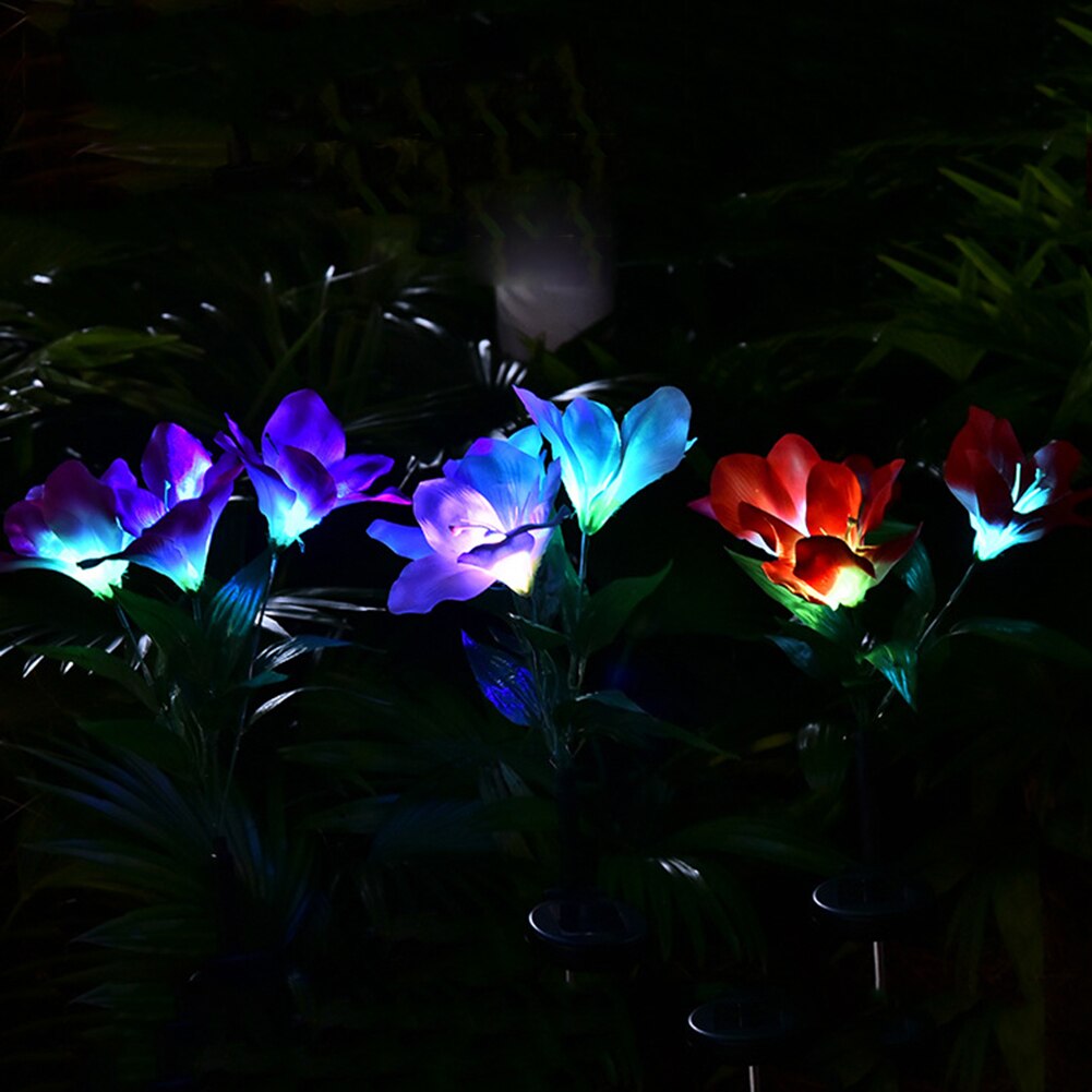 LED Waterproof Ground Fiber Optic Lights Gradient Solar Clivia Shape Light Solar Power LED Waterproof Easy Installation