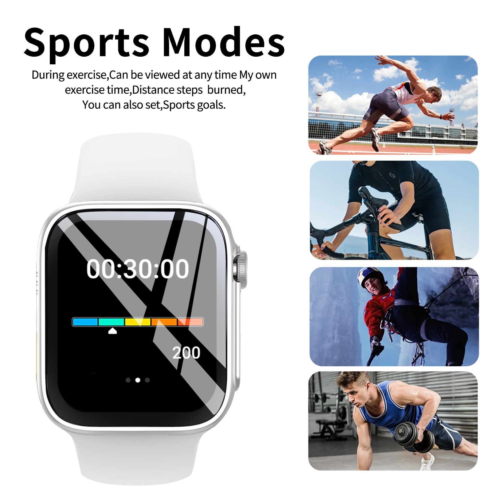 Montre intelligente avec écran HD 1,68 pouces – Appels/cadranage sans fil, Notifications d'alarme/mensage, suivi du fitness, contrôle de la musique.