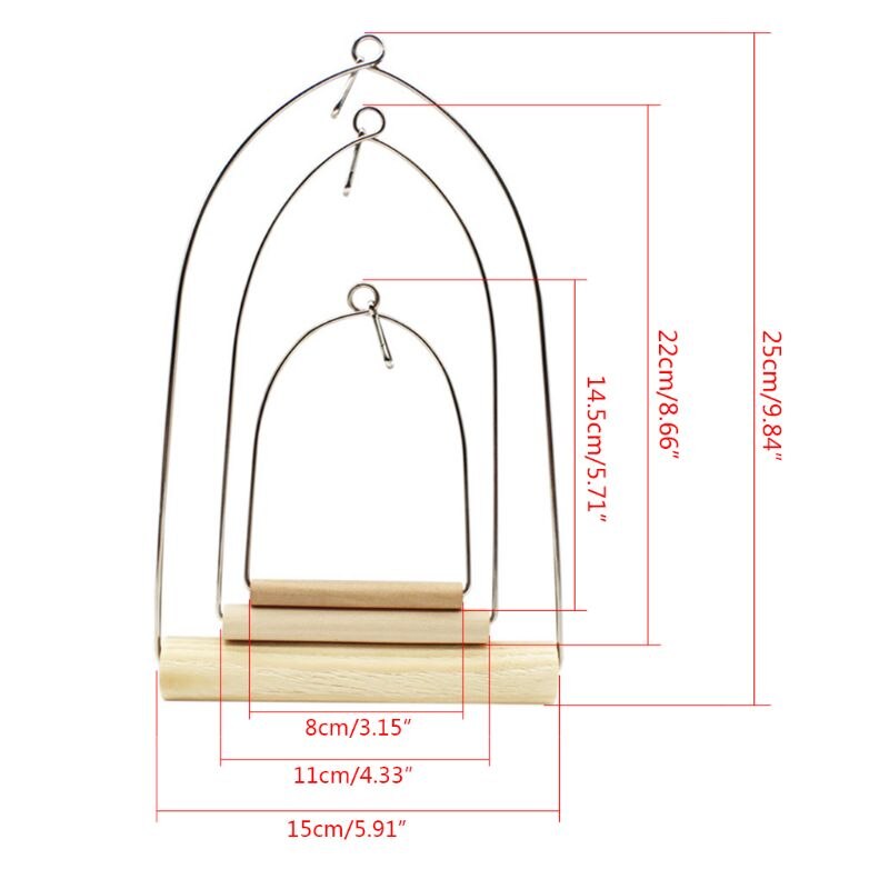 D08D Natural Wooden Pet Birds U-shaped Perch Parrots Hanging Swing Cage Toys Stand Climbing Holder Pendant for Parakeet