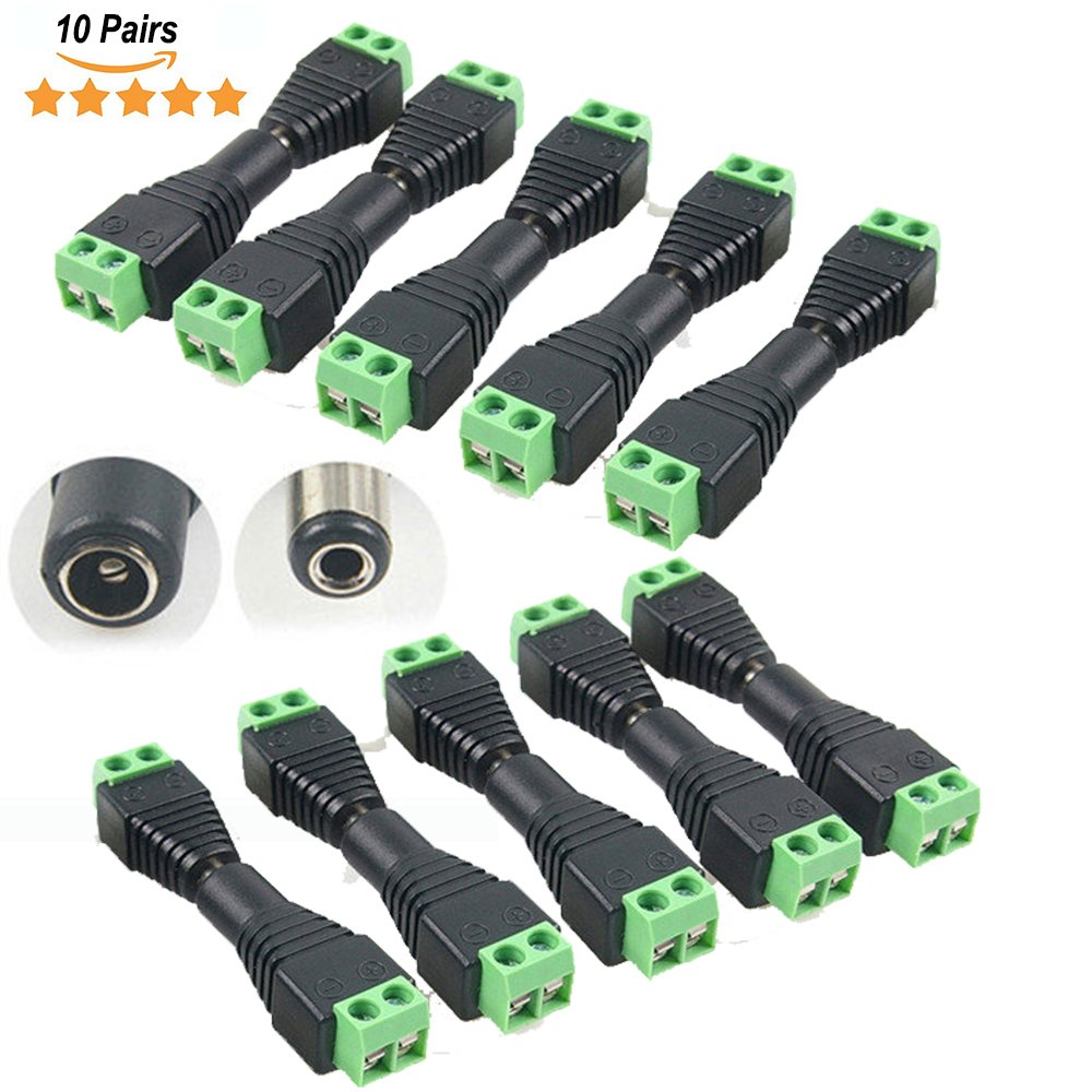 1 paar 5.5mm * 2.1mm Vrouwelijke Mannelijke DC Power Cable Connector Jack Plug Aansluiting Voor LED Strip CCTV security Camera Thuis Applicance: 10pairs