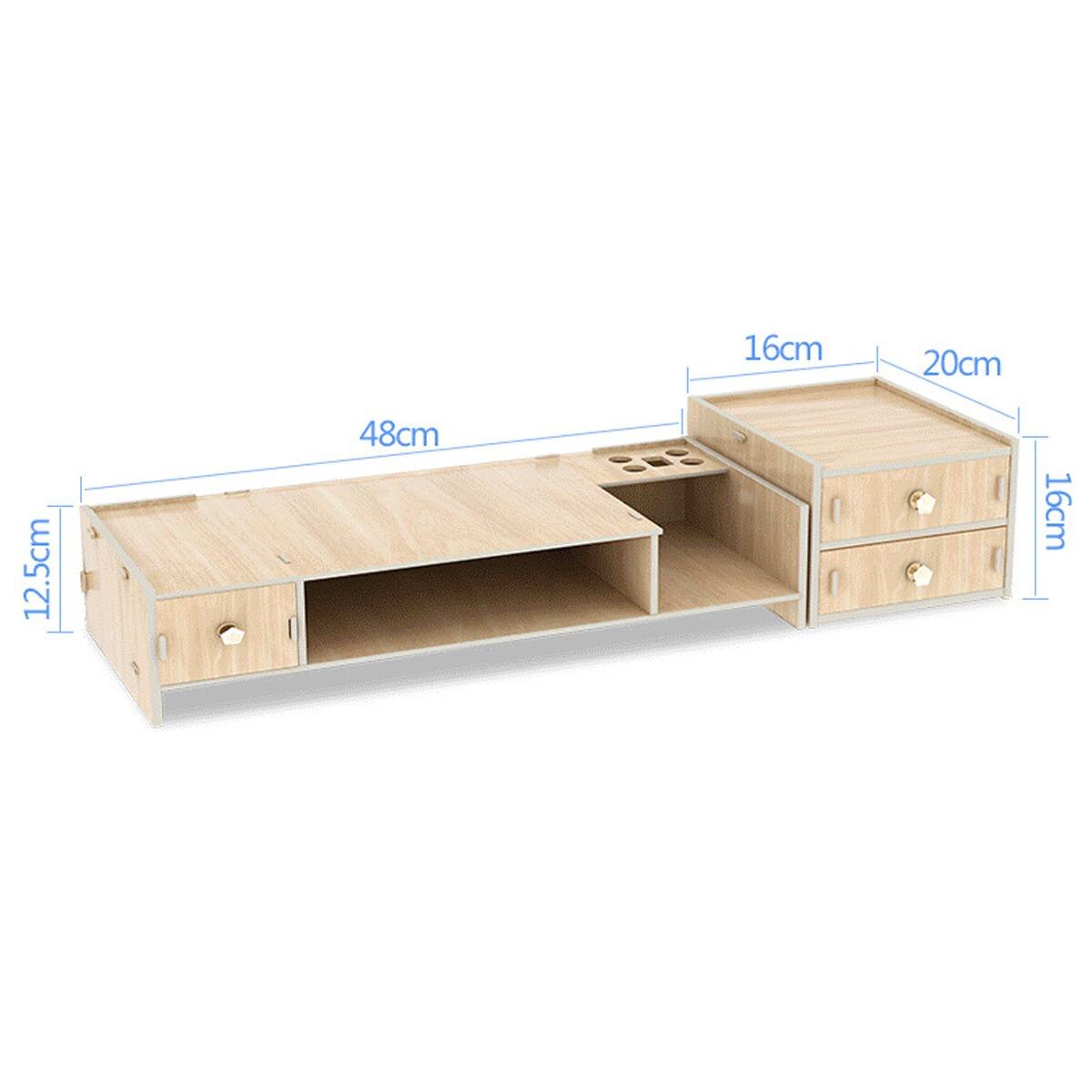 Ordinateur Moniteur Riser Socle De Bureau Étagère En Bois Plinthe Forte Support D'ordinateur Portable Support De Bureau Support De Moniteur Avec Boîte De Rangement organisateur