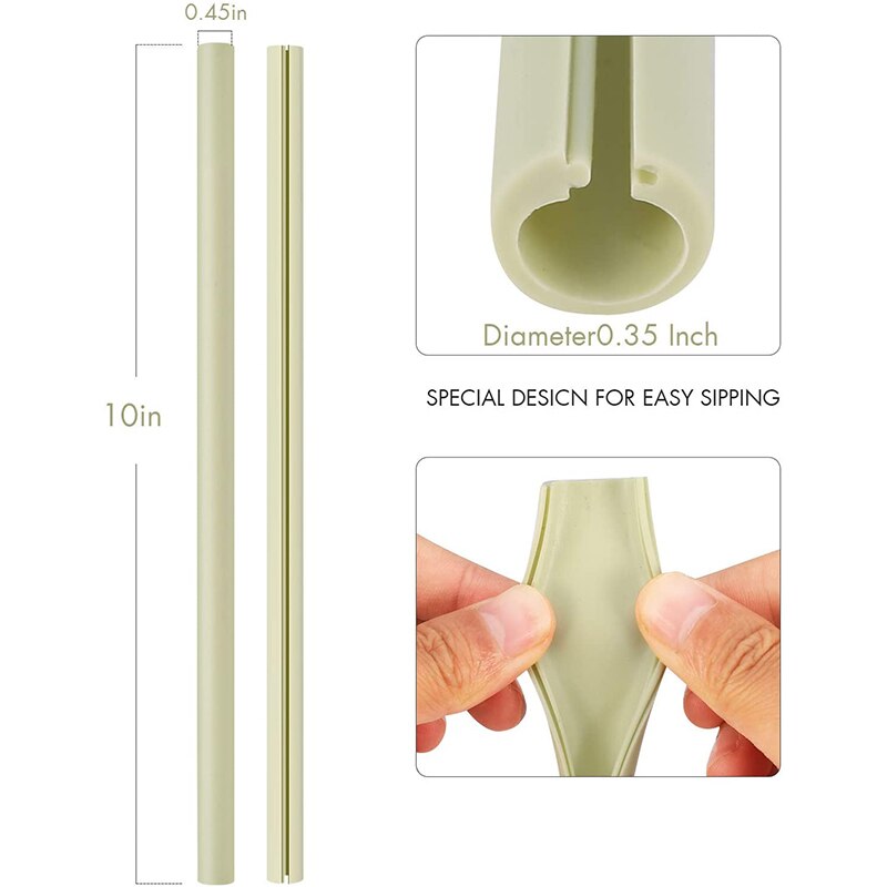 4 Pack Openable Silicone Straw Set Washable Reusable Smoothie Drinking Straws Folding Portable for Kids Home Party