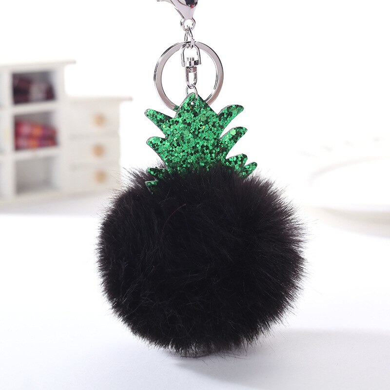 Pluizige Faux Fur Ball Pompom Sleutelhanger Vrouwen Bag Charms Kerstboom Ananas Sleutelhanger Trinket Auto Sleutelhanger Kettingen 2C0322: 13