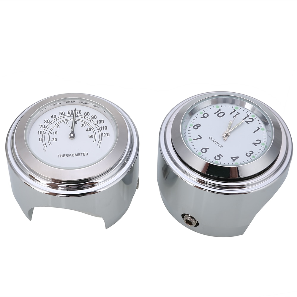 Universal Motorcycle Handlebar Dial Clock And Hand-held Timetable Temperature Thermometer Waterproof Kit 45*30mm
