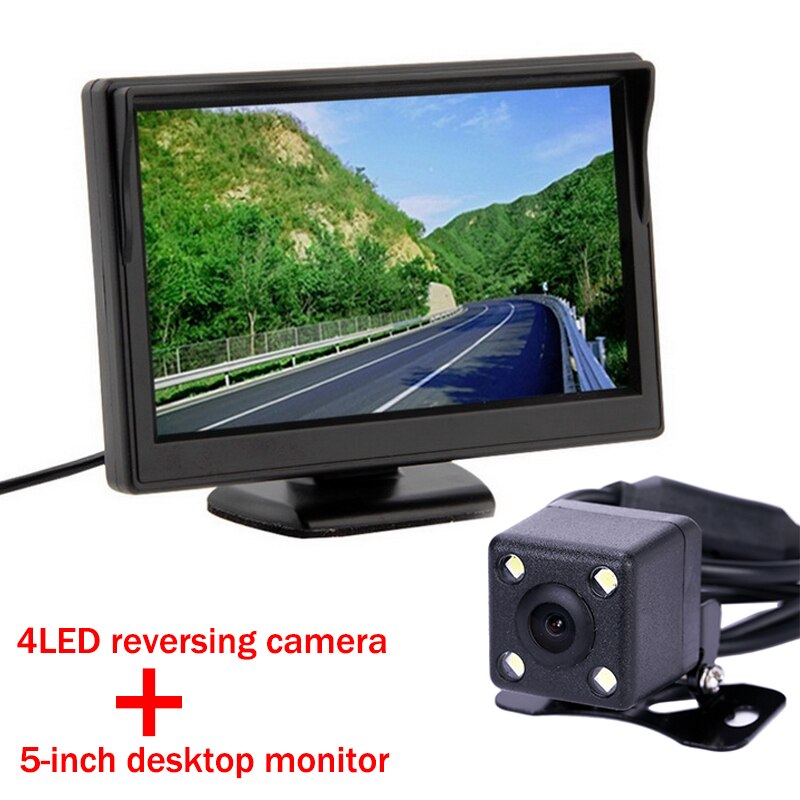 Bus/Car HD Desktop 12-24V 5 Inch TFT Screen Plug-In Rear Cam 18.5mm LED With Lamp Reversing Camera Night Vision Parking Monitor: 4LED Camera