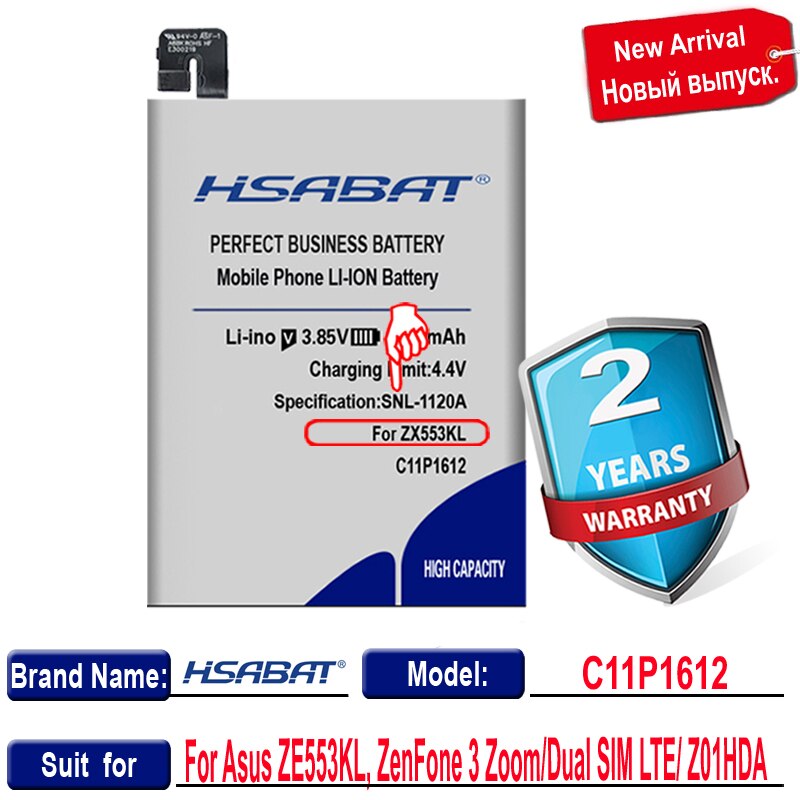 C11P1612 Hsabat 7200Mah Top Batterij Voor Asus ZE553KL, Zenfone 3 Zoom, zenfone 3 Zoom Dual Sim Lte, Zenfone 3 Zoom Z01HDA