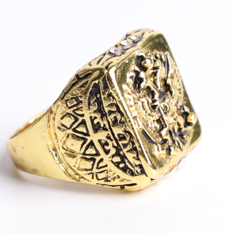 Klassieke Russische Rijk Dubbele Adelaar Ringen Punk Stijl Roestvrij Stalen Ring Sieraden Big Size 7-14 Voor Mannen party