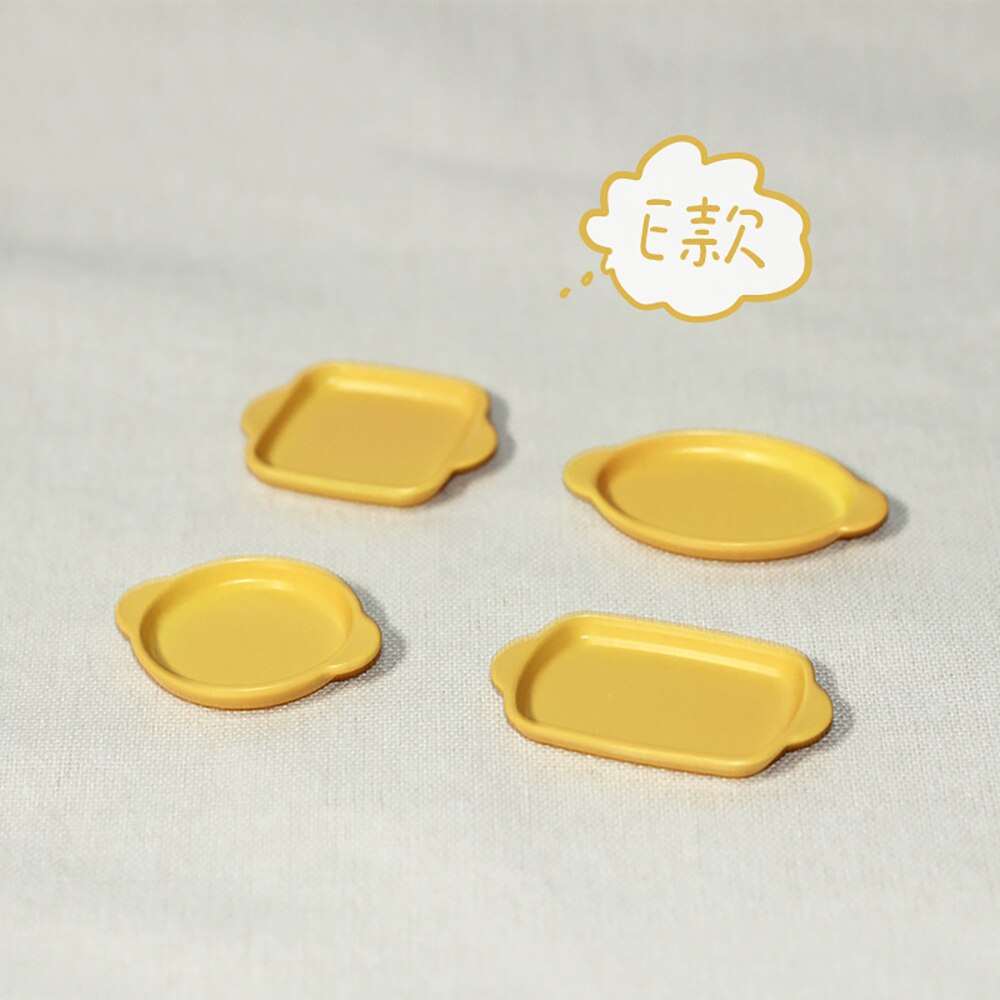4Pcs 1/12 Dollhouse Miniature Accessories Mini Alloy Dish Model Simulation Plate Toys for Doll House Decoration: E