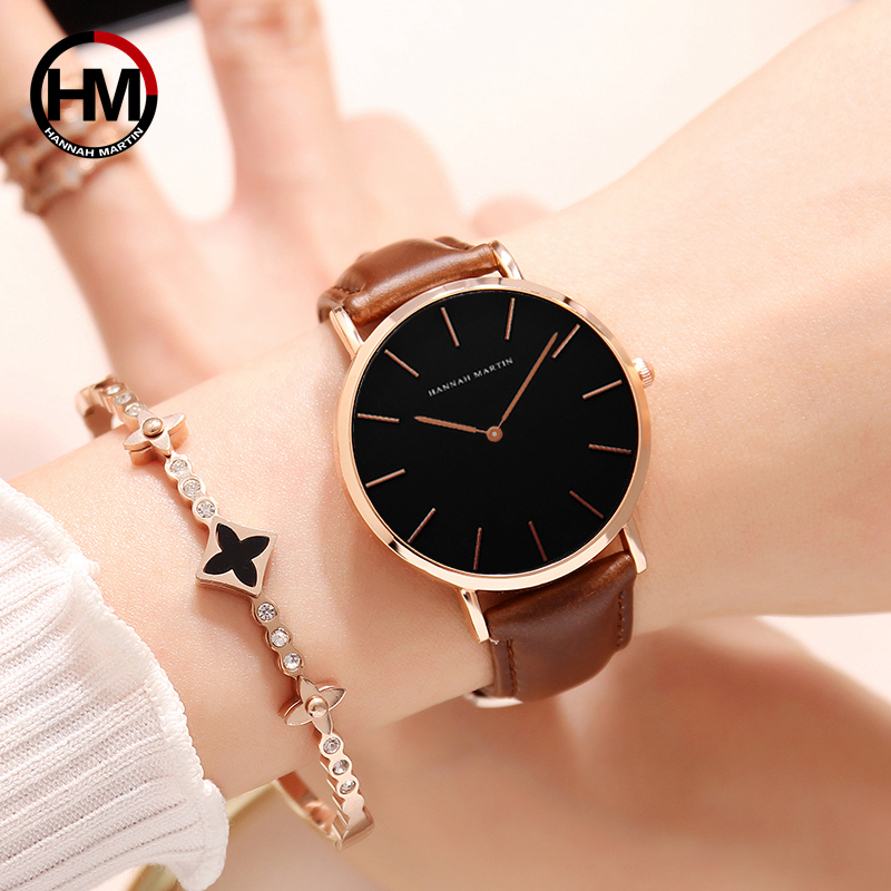 HANNAH MARTIN De Simple Japon Mouvement À Quartz Montre Bracelet En Cuir Nylon Horloge Femmes Analogique Montre-Bracelet Étanche