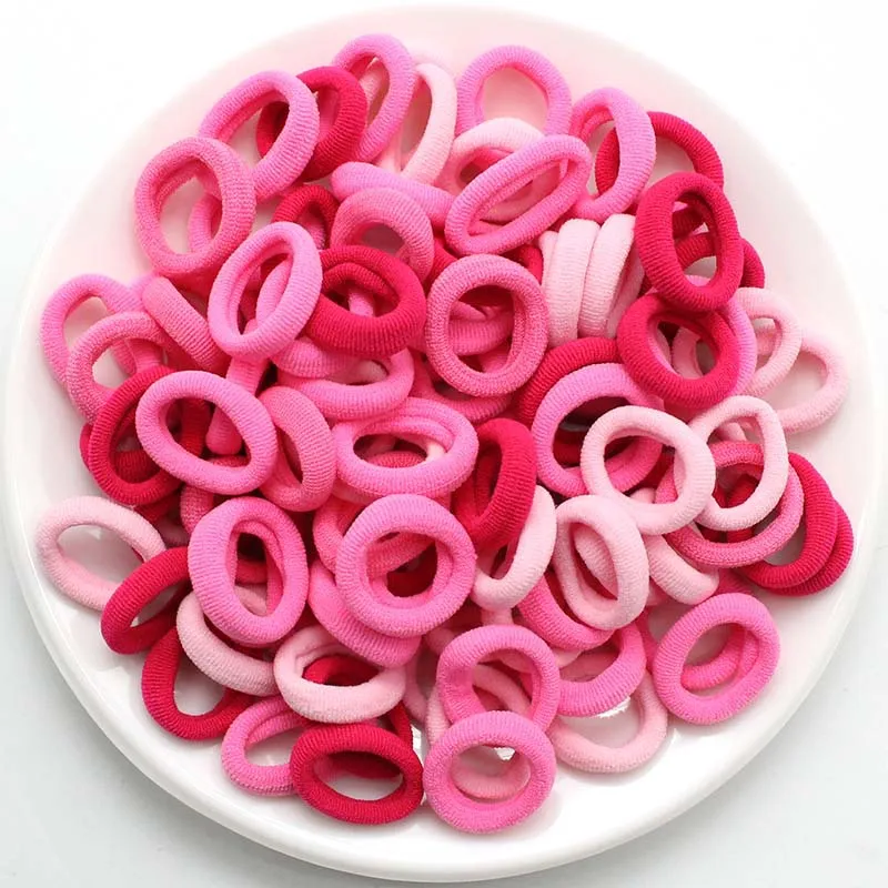 100/500pcs Colorful Nylon Elastic Hair Bands for Women Nylon Scrunchie TiesRubber Band Elastic Hair Band Girl Hair Accessories: XXS / Red