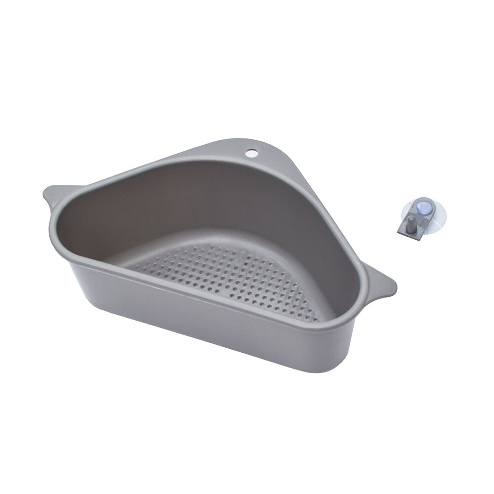 Colador triangular para fregadero con ventosa, escurridor para verduras y frutas, cesta, filtro para fregadero, herramientas de cocina: Grey