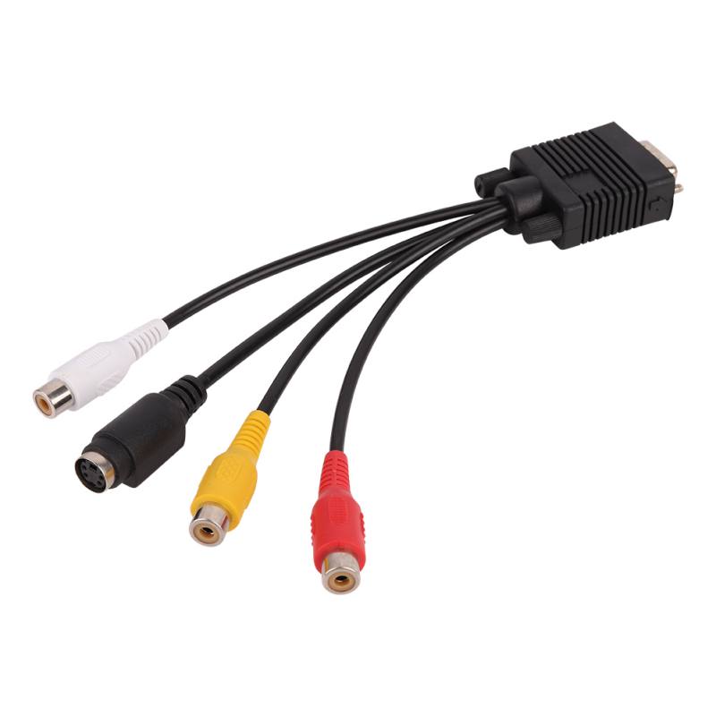 1Pcs VGA Male naar S-Video 3 RCA Jack Vrouwelijke Composite AV TV Out Adapter Converter Connector Video kabel voor Laptop PC HDTV