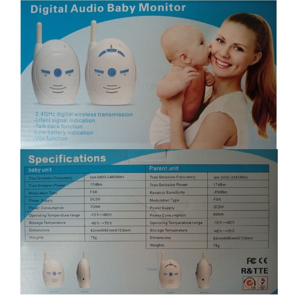 S3001 Digital Baby Monitor 2.4GHz baba eletronica baby sitter radio nanny 2 Way Talk Wireless Baby Monitor Without Battery