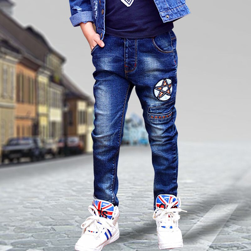 Jeans per bambini ragazzi primavera 2021 abbigliamento per bambini cotone stella adolescente pantaloni in Denim Jeans Patchwork vestiti per ragazzi grandi 14 anni nuovo: 12
