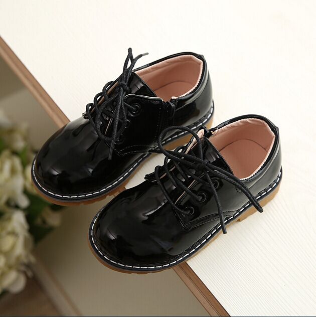 Chaussures en cuir martin pour petites filles, bottes simples, couleur bonbon, à la , printemps-automne,: Black / 12