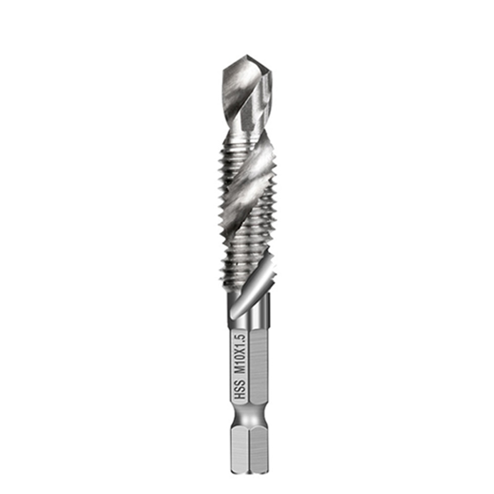 1pc Thread M3 M4 M5 M6 M8 M10 Screw Tap Drill Bits Hss Taps Countersink Deburr Metric High Speed Steel 1/4 IN Quick Change Hex: Silver M10x1.5