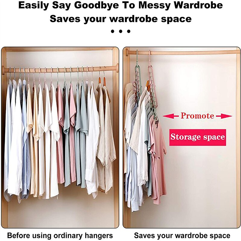 9 In1 Hole Clothes Hanger Multi-Function Folding Hanger Rotating Magic Space Plastic Storage Hangers Closet Storage Organization