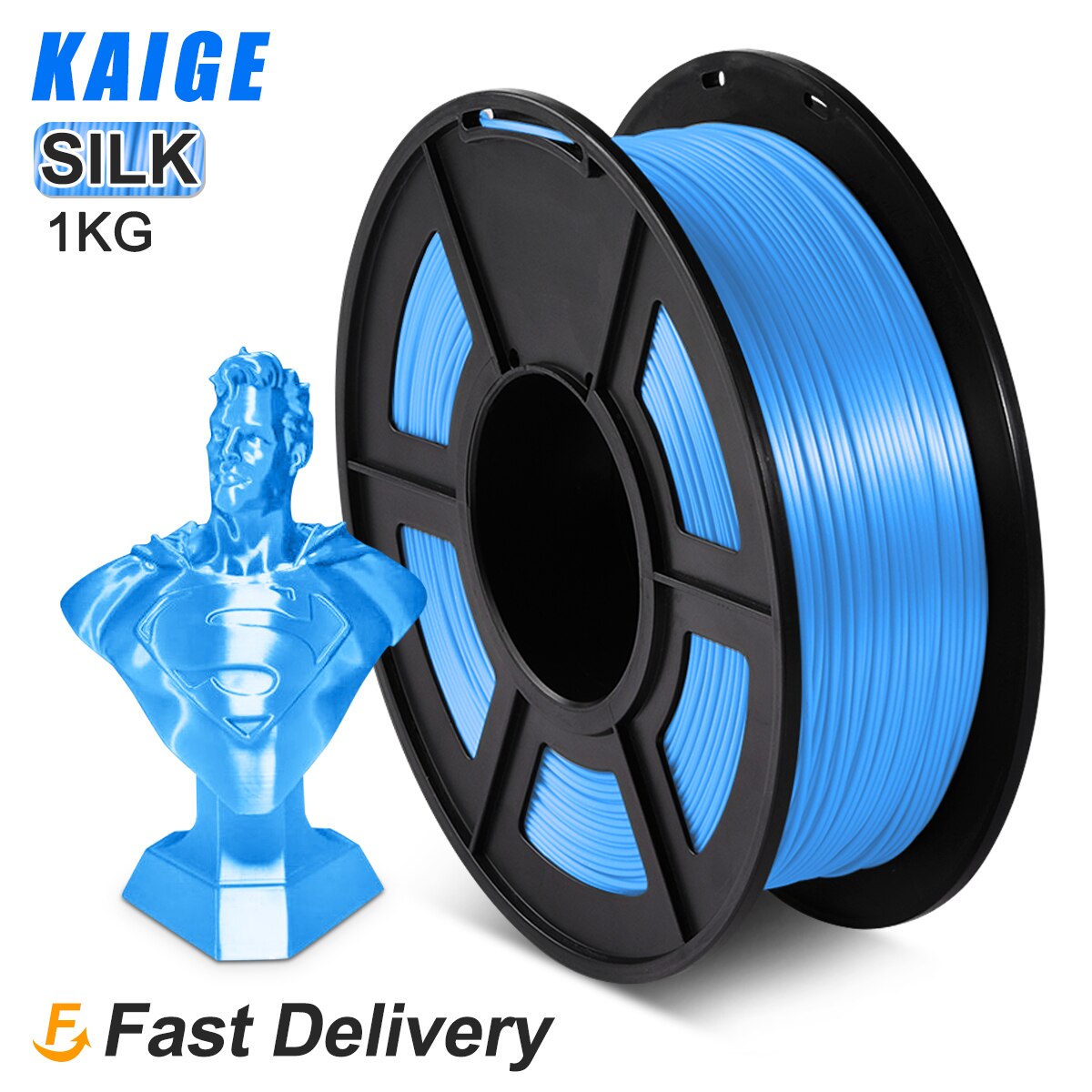 Filamento de seda PLA, 1KG, Efecto 1KG, para impresoras 3D, 1,75 MM, 2.2lbs, recargas de textura de seda blanca, Material Biodegradable: SILK-Blue