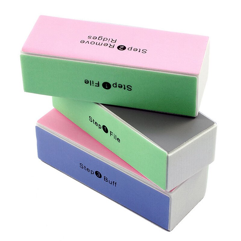 Lima pulidora de uñas de 4 pasos, bloque de pulido de lijado, pulidor de uñas de colores, herramientas para el cuidado de uñas y pedicura,: 3 pcs
