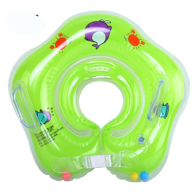 Flotador de cuello de anillo para bebé, boya de vida gruesa para casa, entrenador inteligente, inflable, accesorios para bebés: Green