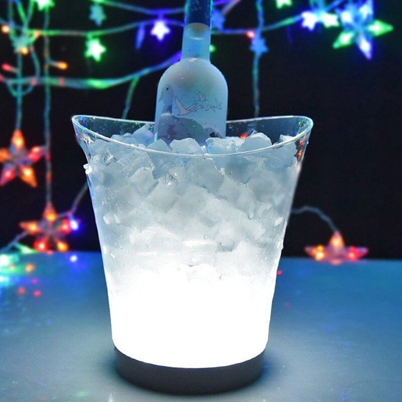 Cubo de hielo LED colorido de doble capa cuadrado Bar cerveza cubo de hielo Multi-Color cambiante Durable cubeta de vino de hielo 5L para Bar P7Ding