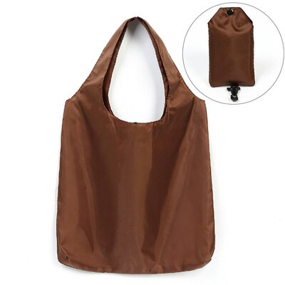 effen kleur grote capaciteit supermarkt opvouwbare boodschappentas opbergtas licht draagbare met groene zak boodschappentas: brown