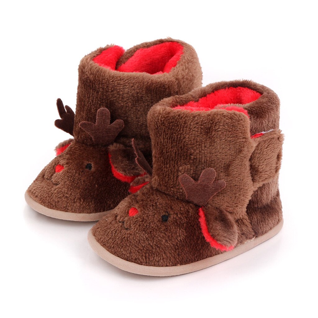 Elk bottes infantile filles noël intérieur à semelles souples princesse chaussures bébé marche chaussures hiver bottes chaudes botas nina invierno: Marron / 12