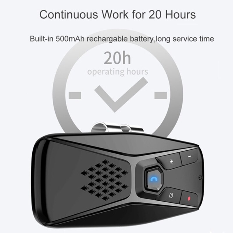 Auto Bluetooth 5.0 Handsfree Bellen Carkit Auto Zonneklep Oplaadbare Draadloze Speakerphone Zeven Taal Muziek Ontvanger Tool