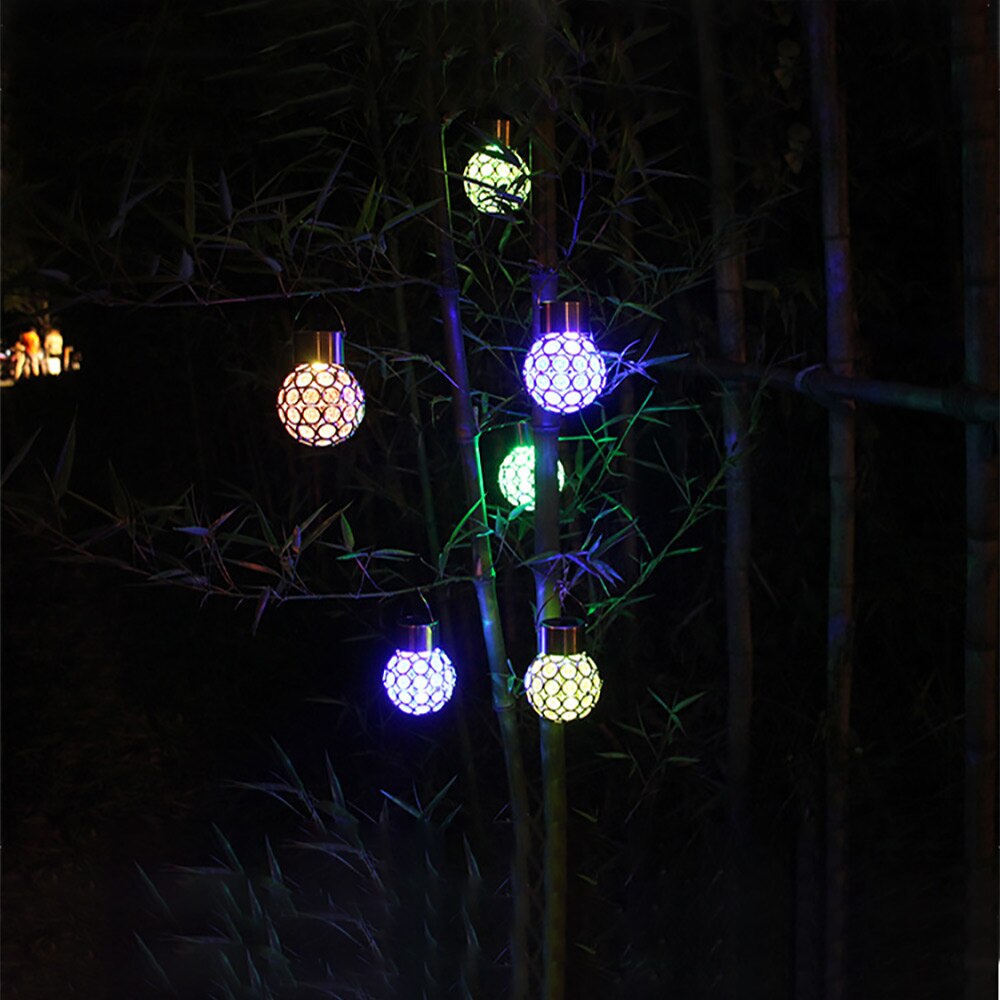 Newest Solar LED Hanging Light Lantern Waterproof Hollow Out Ball Lamp For Outdoor Garden Yard Patio Outdoor Garden Courtyard