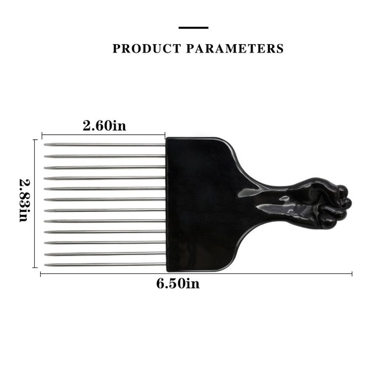 Peine de púas de Metal negro para uso en salón, 1 unidad, peines para el pelo, Dientes anchos, horquilla, cepillo para pelo rizado