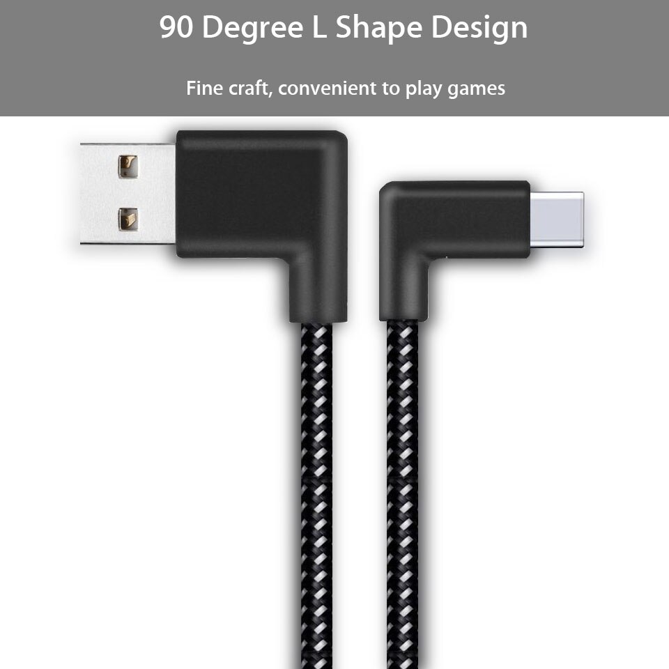 20cm/1m/2m Short 90 Degree USB Type C Charging Cable USB-C Phone Charger Cabel For Samsung Galaxy Note 10 Plus S10 Lite S20 Plus