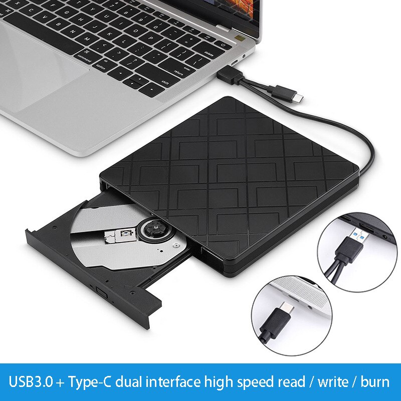 USB3.0 External CD DVD Drive, Portable CD / DVD Drive Recorder, for All-In-One / Notebook / Desktop Computer