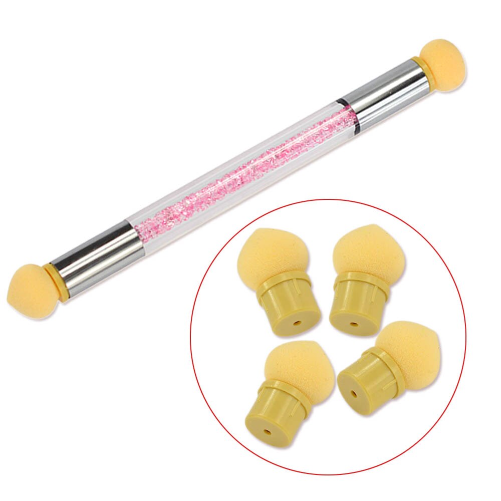 Full Beauty cepillo para uñas con gradiente de puntilla, esponja redonda para cabeza puntiaguda, accesorios para manicura artística con pintura de colores para recoger diamantes de imitación CH023: 1 Set Sponge Brush