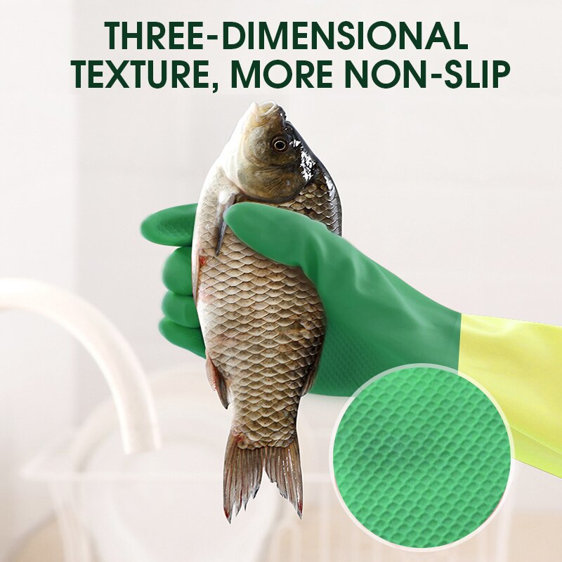 Female Waterproof Rubber Latex Dishwashing Gloves Household Chores Kitchen Durable Cleaning Housework Chores Dishwashing Tools