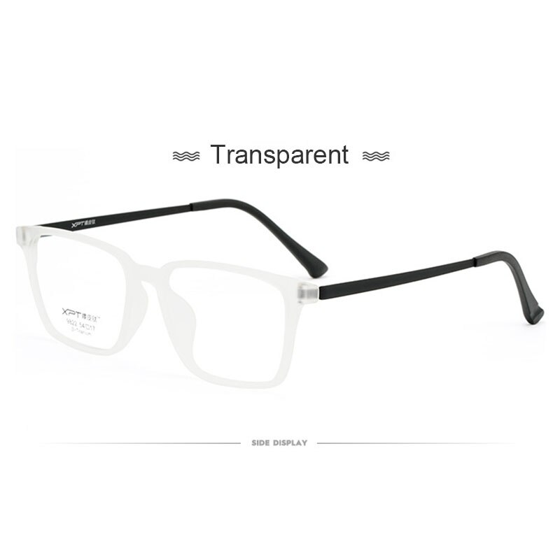 UVLAIK Ultralight TR90 Glasses Frame Men Pure Titanium Myopia Glasses Male Comfortable Square Large Frame Optical Eygglass Lense: Transparent