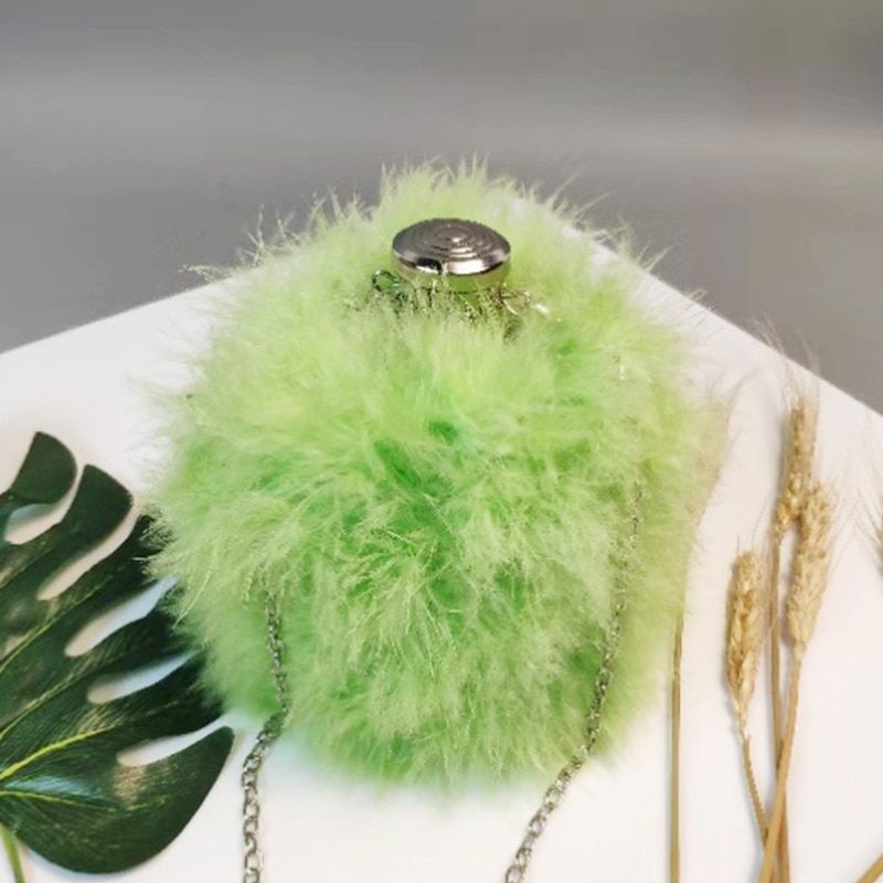 Imiteret pels små tasker populær trend koreansk wild messenger bag bucket bag blød plys skuldertaske