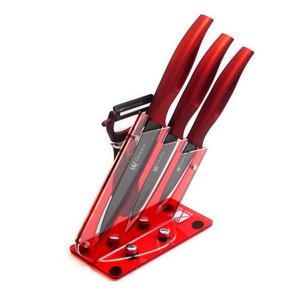 Most Popular XYJ Brand Ceramic Knife Holder Top Peeler + 3" 4" 5" Kitchen Knife ABS+TPR Handle Ceramic Blade Best Knives