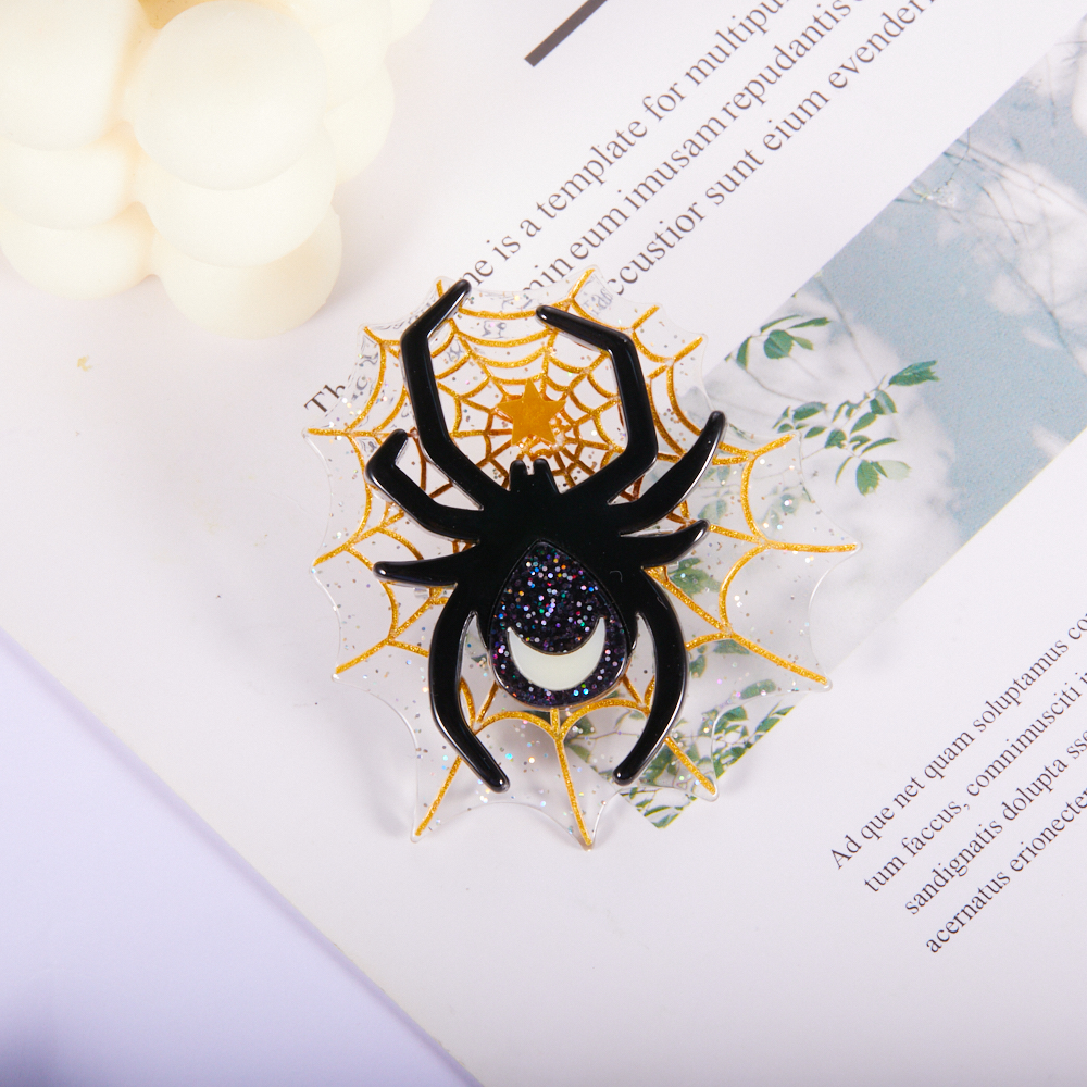 Apsvo ručne vyrábané akrylové halloween pavúkové brošne pre ženy muži brošňa sveter šatka spona zatváracie špendlíky taška šperky doplnky
