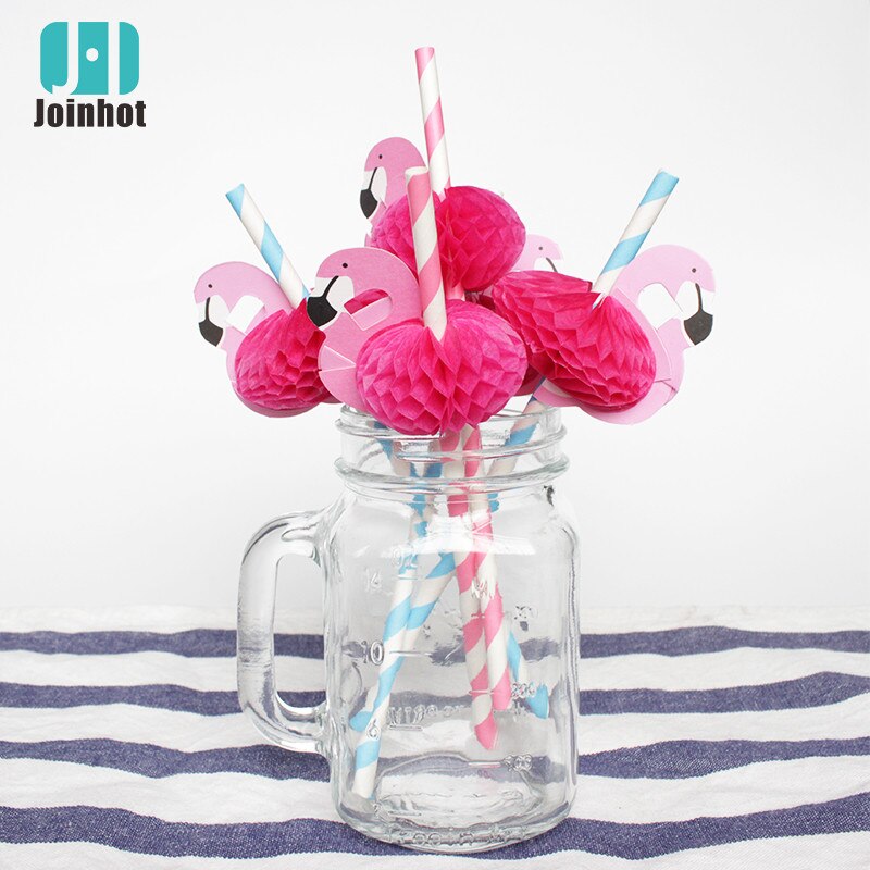 Rietjes Papier Straw 3D Flamingo Jungle Zomer Zwembad Feestartikelen Decor