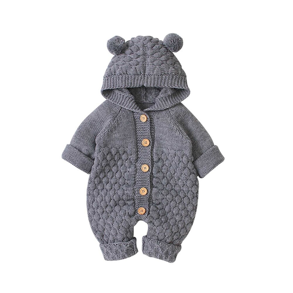 Geboren Baby Kleding Cartoon Beer Gebreide Jongens Rompertjes Lente Herfst Winter Baby Meisje Romper Lange Mouw Toldder Jumpsuit 18M: Gray Baby Rompers / 12m