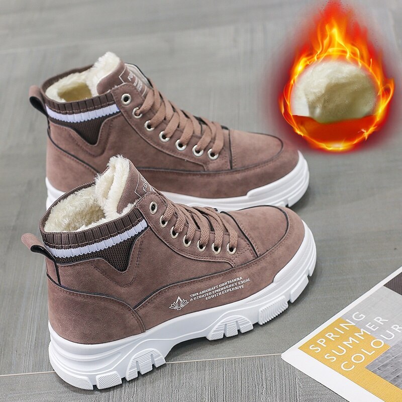 Zapatillas de deporte de felpa para mujer, zapatos planos, tenis, invierno,