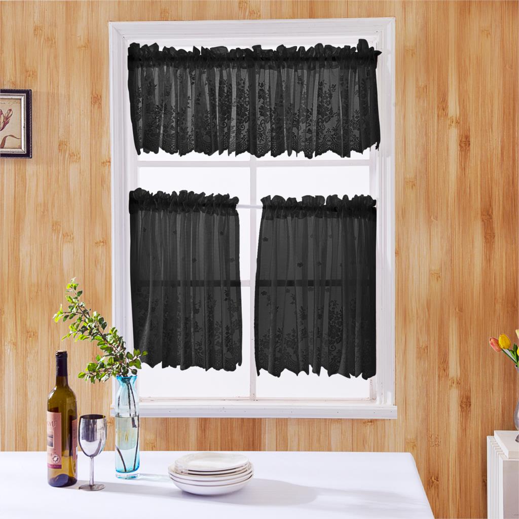 Moderne dentelle Jacquard fenêtre rideau cantonnière dentelle ourlet café court rideau pour armoires de cuisine porte chambre décor à la maison