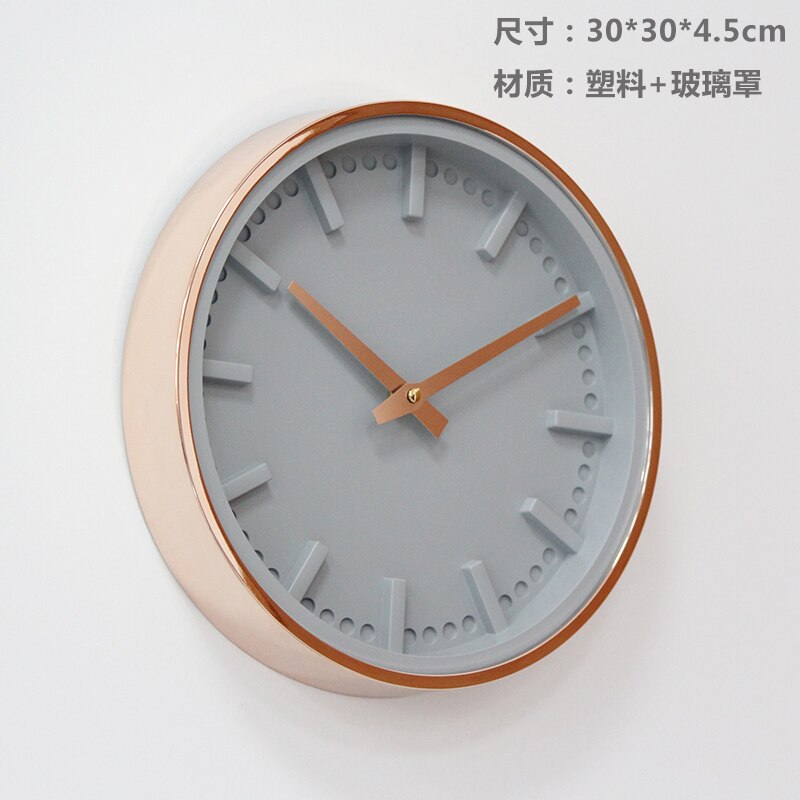 Nordic rose gold grey 3d väggklocka vardagsrum digital mute sovrum väggklocka metall zegar scienny 12 inch  ab50zb