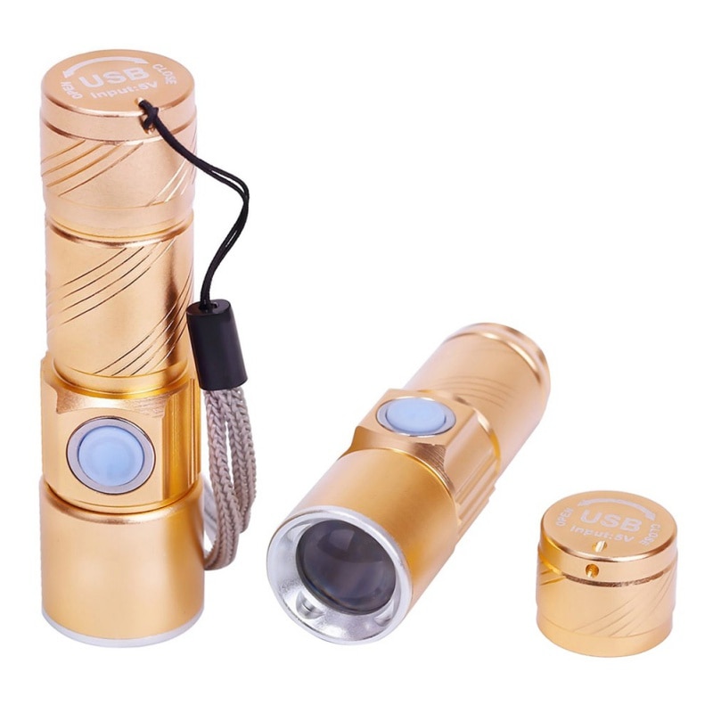 Camping Light USB Handy Powerful LED Flashlight Rechargeable Torch Flash Light Bike Pocket LED Zoomable Lamp